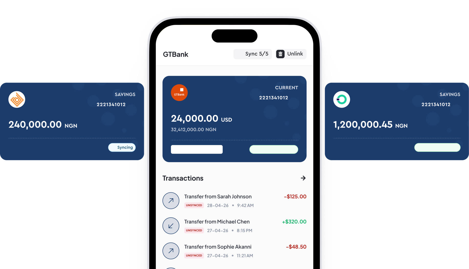 Linked accounts and transactions