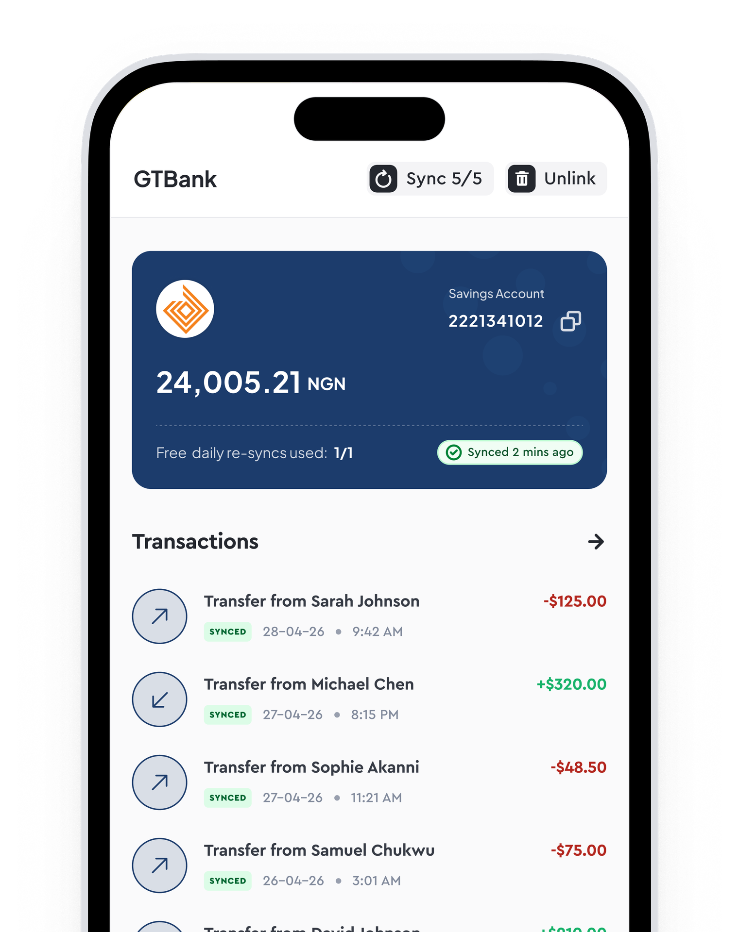 Connected Accounts & Transaction Tracking